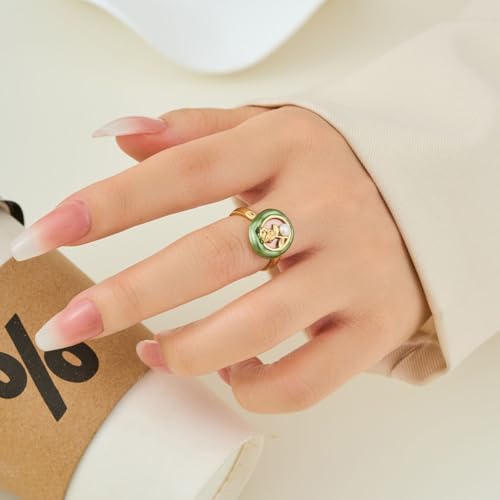 Kokoma Vintage Tulip Flower Ring for Women Pearl Floral Open Statement Ring Promsie Eternity Rings Wedding Band Adjustable Comfort Fit Fashion Jewelry3