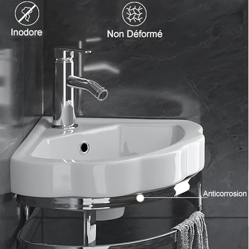 Lavabo d'angle suspendu pour salle de bain compacte et bureau moderne