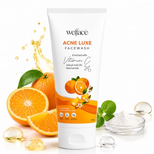 Image of Welface Acne Luxe Face Wash with Vitamin C, 2% Salicylic Acid & Niacinamide | Anti Acne Face Cleanser for Men & Women | Deep Pore Cleansing, Oil Control, Blackhead & Pimple Removal | Brightening Face Wash for Oily, Acne-Prone & Combination Skin | Removes Dirt, Excess Sebum & Tan | 100 ml
