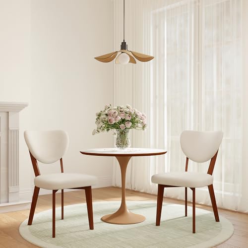 Wooden Dining Chairs Set of 2, Modern Fabric Upholstered Dining Room Chair Kitchen Chairs, Farmhouse Dinner Chair for Kitchen Dining Room