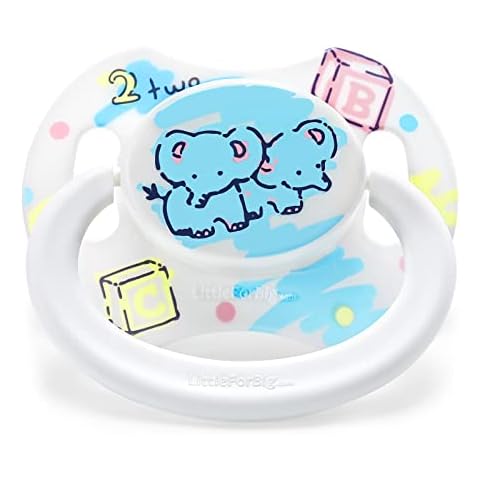 LittleForBig Großer Saugerschild Schnuller der Generation II in Erwachsenengröße Weißer Vintage Elefant Muster Cover