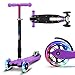 fun pro Two - ab etwa 5 Jahre, bis 80KG Gewicht, der sichere Premium Kinder Roller, LED Räder, faltbar, (Kickboard, Tretroller), TÜV geprüft (Lila)