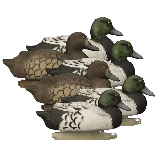 Higdon Outdoors Battleship Bluebill Duck Decoys | Unsinkable with Swivel Heads & Weighted Keels | High-Contrast Visibility| Durable & Easy-Set Floating Design | Foam Filled | 6 Pack