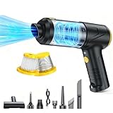 HKC 4 in 1 Soffiatore Aspiratore 100000RPM, Aria Compressa Elettrico 12000Pa, Air Duster Spolverino Motore Brushless, Aspirabriciole Senza Fili per Auto Casa Ufficio Peli Domestici