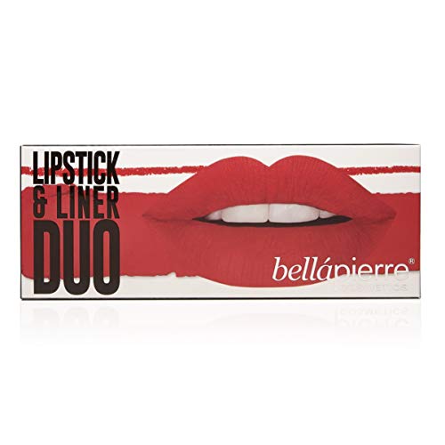 Bellapierre Lipstick & Liner Duo | Richly Pigmented Matte Lipstick & Lip Liner | Non-Toxic And Paraben Free | Oil And Cruelty Free | Long Lasting Formula – Fire Red #TOP1
