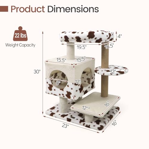 Árbol para gatos compacto 30 pulgadas con perchero y rascador miniatura 2