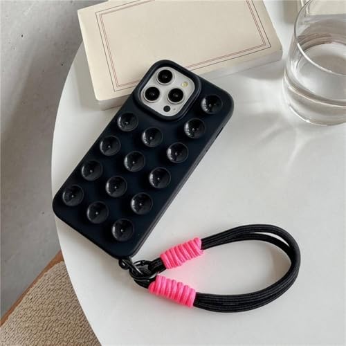Coque ventouse 3D iPhone 16 Pro Max housse silicone souple antichoc avec cordon amovible