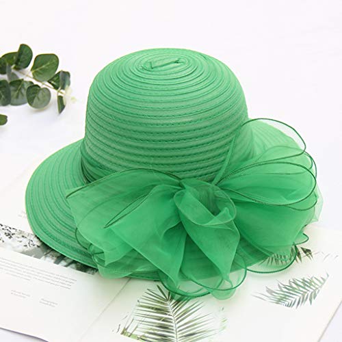 Vintage Fascinator Hats For Women, Women Derby Church Dress Hat 2022 Fashion Sun Hats Wide Brim Summer Sun Hat Green #TOP1