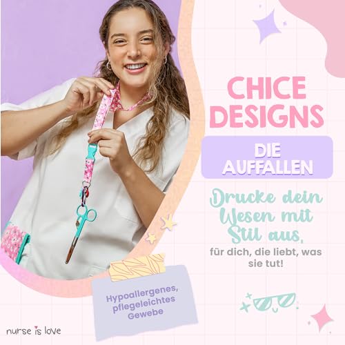 Nurse is Love - Schlüsselband Krankenschwester, Lanyards Zum Umhängen Schere, Umhängeband Schlüssel, Ausweishalter - mit Clip Und Karabiner, Schönes Kartenhalter Nurse Accessories