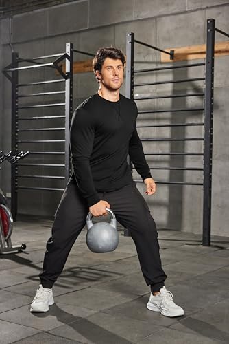 COOFANDY Mens Cotton Hipster Hip Hop Longline Crewneck T Shirts Casual Long Sleeve Tees Curved Hem Gym Shirts3