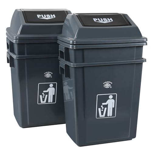 Caneca plástica rectangular 6 galones con tapa basculante 4 unidades