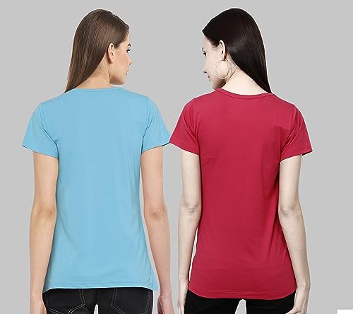 Image of Combo Women's T-Shirts, Cotton Half Sleeves Round-Neck Printed T-Shirt for Girls, & Women Tees (Pack of 2) 960-980-