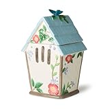 Flora 3D Birdhouse Cookie Jar – 88-Ounce Hand-Painted Ceramic Storage Jar with Floral and Butterfly Design, Perfect for Cookies, Snacks, and Decorative Kitchen Counter Display