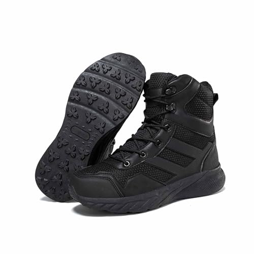 Botas de Senderismo para Hombre, Transpirables, de caña Alta, para Entrenamiento al Aire Libre, de Piel de Ante, Ligeras, de Combate, para Caza y Trabajo.