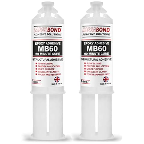 (2PK) Megabond MB60 Expoxy Adhesive Precision 60 minutes Cure For Precise Application Excellent Clarity - Multi Purpose Steel, Plastic, Wood, Aluminium, Perspex, GRP, Stainless Steel Cover