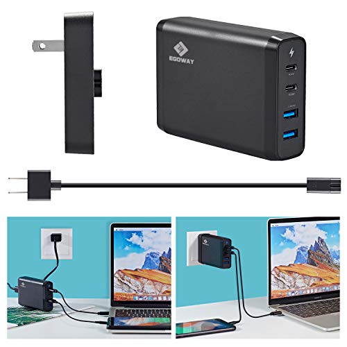 USB C Wall Charger, E EGOWAY 4-Port Charger with 60W & 18W USB C PD Power Delivery Adapter and Dual USB A Ports-12W