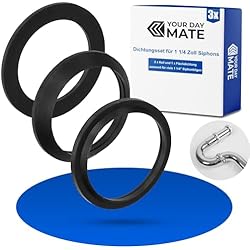 Goma Sifon Fregadero Juego de juntas para sifón de 1 ¼´´, 2 juntas cuñadas, 1 junta plana de goma, color negro, junta de desagüe de fregadero de 1 1/4 pulgadas, juntas para evitar olores como sifón tubular, sifón de