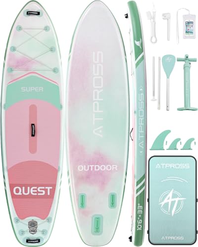 Image of 10'6''x33''Inflatable Stand Up Paddle Board, 400lbs Extra Wide Stand Up Paddleboard with Kayak Seat, Anti-Slip EVA Deck Premium SUP Accessories Kit, Non-Slip Stable Deck Boat