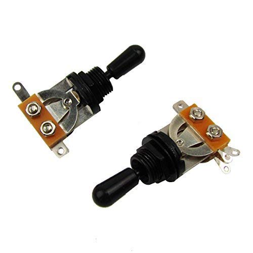 Metric 3 Way Short Straight Guitar Toggle Switch Pickup Selector for Epiphone Les Paul Electric Guitar,Black Top with Black Tip(Pack of 2)