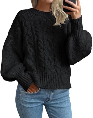 Saodimallsu Womens Cable Knit Sweaters Chunky Crew...