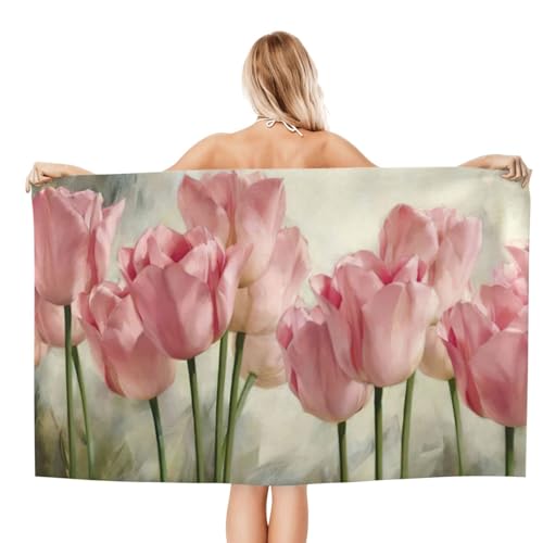 Serviette de bain microfibre absorbante drap douche tulipes