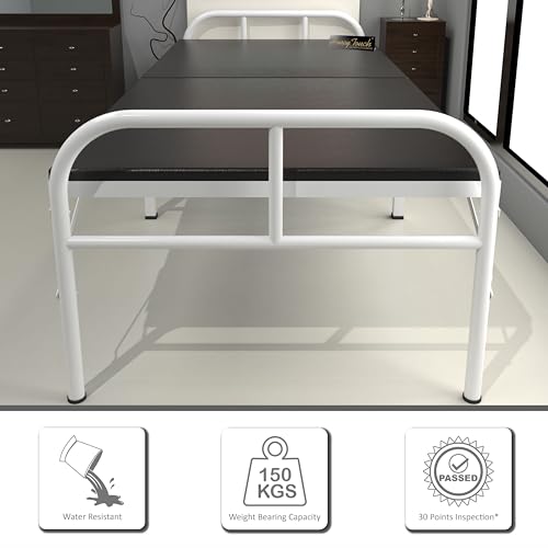 Image of Honey Touch Nexon Folding Bed Single with Mattress | No Assembly Required | Foldable Bed for Sleeping /Guests /Rented Apartments /Bedroom (3ft x 6ft, White)