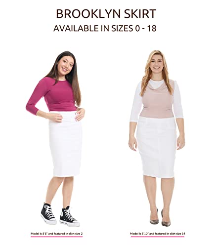 Esteez Midi Denim Skirts For Women Knee Length - Long Jean Skirt For Women - Womens Denim Skirt - Denim Pencil Skirt - Modest Midi Jean Skirt Pull Up - Brooklyn (Ex802149 White 6) #TOP4