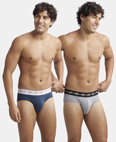 Image of Jockey NY15 Men's Super Combed Cotton Elastane Stretch Solid Brief with Ultrasoft Waistband (Pack of 2)