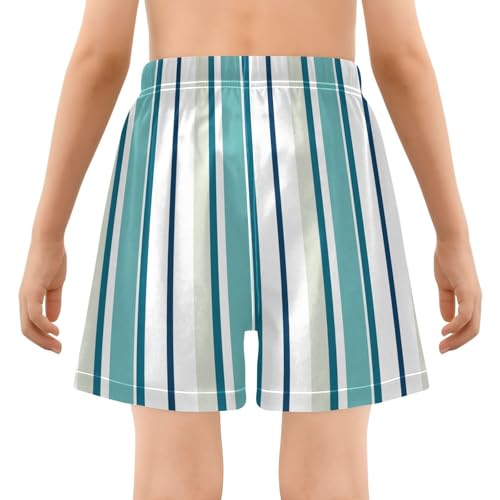 GuoChe Boys Swimwear Trunks Youth Quick Dry Elastic Inseam Board Shorts with Pocket Colored Stripes3