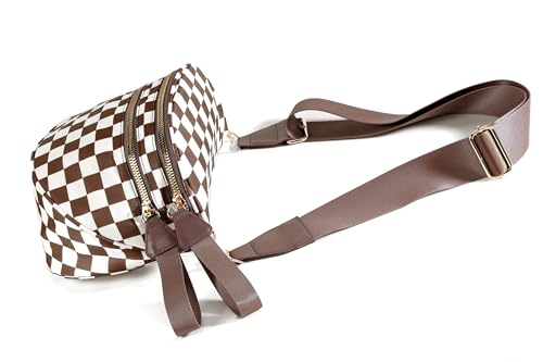Image of FEIBOON Spacious Checkered Nylon Crossbody Bag Bum Bag Handbags Wallets for Women