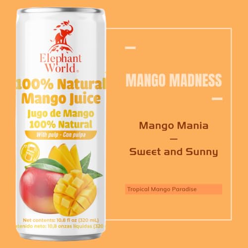 Image of ELEPHANT WORLD 100% Natural Juices | Assorted Superfruits | Soursop-Mango-Guava-Lychee | NO Sugar added | NOT From Concentrate | NON GMO | 12 Pack, 320 ML Each