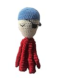 MANEJABLE LAVABLE BLANDITO PULPO PIRATA SONAJERO DE AMIGURUMI PARA RECIÉN NACIDOS ROJO Y AZUL