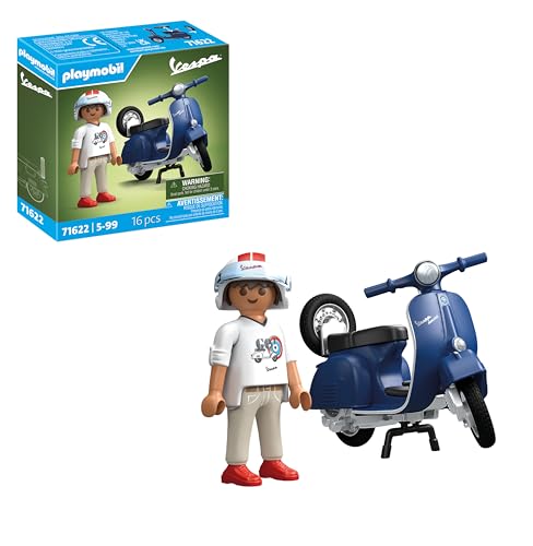 PLAYMOBIL Cars 71622 Vespa 150 Sprint Veloce, Azul, Modelo Fiel