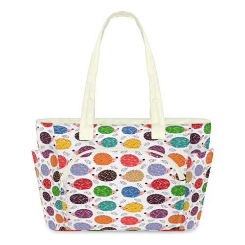 Sac fourre-tout léger matelassé pour le travail et le sport avec motif hérisson coloré