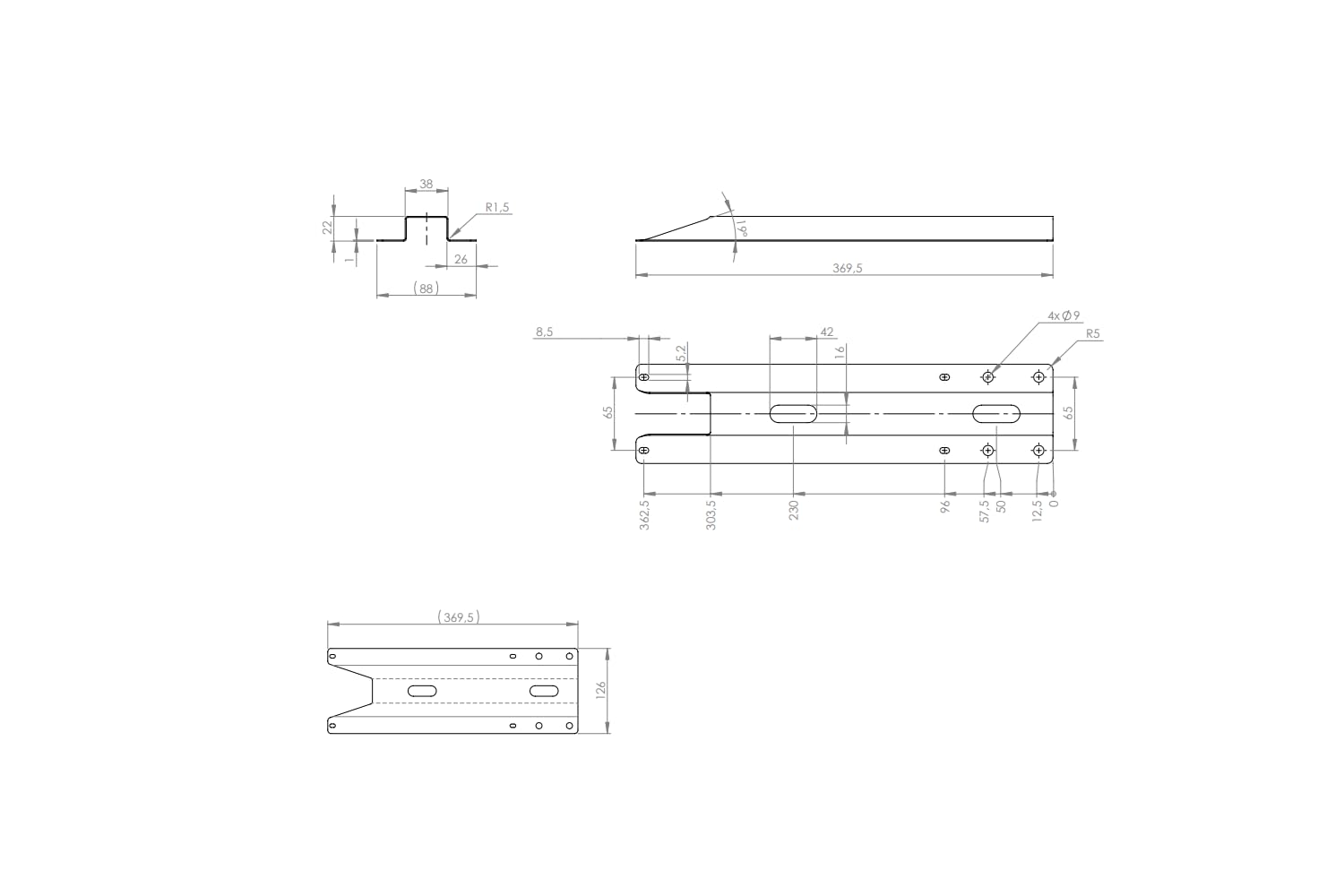 UNITRAILER Seitenverstärkung H300 für Gartenanhänger Garden 264 und 265, 4er-Set 30 cm Bordwand-Verstärkung zur Erhöhung der Stabilität beim Transport Schwerer Lasten