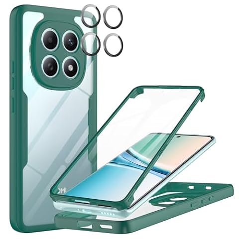 MQERYBV Etui na Xiaomi Redmi Note 15 5G, antywstrząsowe etui z ochroną ekranu Twarda całkowita ochrona 360° Dwustronna ochrona Etui z mocowaniem do aparatu Przezroczysty, Zielony