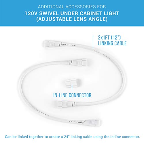 Parmida LED Swivel Under Cabinet Light - Additional Accessory: 2 x 12" Linking Cable - (1 Pack) - Thumbnail 2