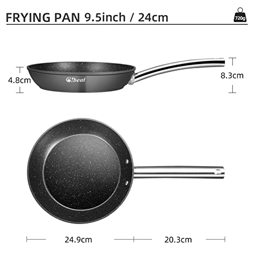 Nonstick Skillet Pan, 9.5” Skillet Omelet Pan 20Cm Chef's Pan With Stainless Steel Handle, Suitable For Gas/Electric/Induction Hobs - Dishwasher/Oven Safe - Black/Pfoa Free #TOP4