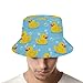 Fashion Bucket Hat for Outdoor, Women Men Portable Wide Brim Sun Hats for Daily Use, Yellow Rubber Ducks Soap Bubbles Blue, Adult Breathable Fisherman Hats