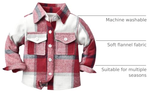 Image of HZXVic Boys Flannel Shirts Toddler Plaid Shacket Kids Button Down Long Sleeve Shirt Family Matching Outfits 12 Months-2XL