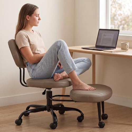 Image of DROGO Meditura Ergonomic Cross Legged Office Chair with 360 Wheels, ADHD Chair for Adults, Meditation Chair, Yoga Office Chair, Comfortable Back Support, 4.7' Adjustable Height & Recline (Brown)