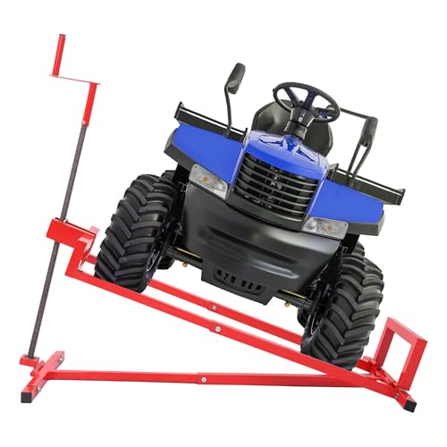 HECASA Lawn Mower Lift Jack 882lbs Universal Fit for Ride on Lawn Mowers & Garden Tractors Adjustable Telescopic Maintenance Jack Lifting Platform with Manual Handle Red Steel Powder Coated