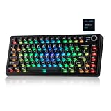 EPOMAKER X Aula F75 MAX ワイヤレスメカニカルキーボードTFTスクリーンとノブ付き 75% US配列のガスケットキーボード PC/Mac/Linux用ホットスワップ対応ゲーミングキーボード (Matte Black)