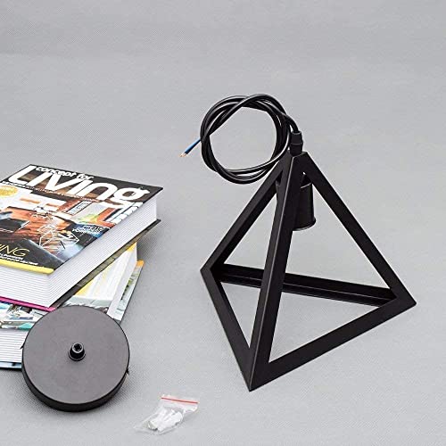 Image of JACKAL Metal Vintage Triangle Shape Pendant Light |Hanging Ceiling Light with Braided Cord | Decorative Fancy Lights for Home,Living Room,Cafe,Restaurants & Bar -Pack of 3