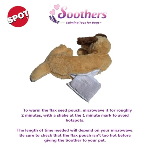 Image of SPOT Soothers Warm Hug Pal - 10in Plush Microwavable Calming Dog Toy with Lavender Scent & Squeaker, Separation Anxiety & Sleep Aid for Medium & Large Dogs