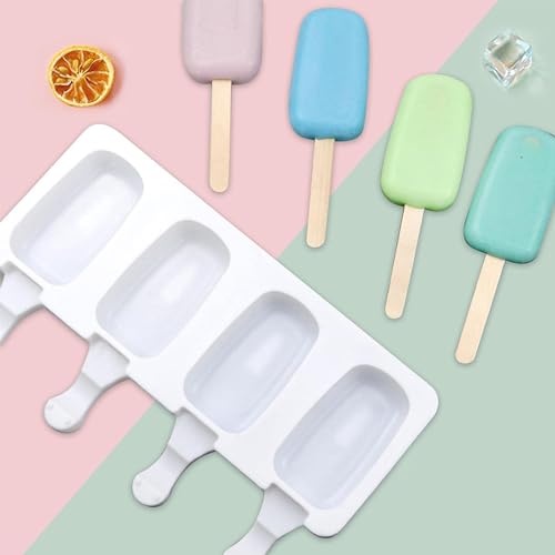 Image of MoldBerry 4 Cavity Big Oval Silicone Cakesicle Mould | Silicone Ice Cream Mould | Chocolate Cakesicle & Popsicle Mold | Food-Grade BPA Free | Reusable Non-Stick Popsicle Mold (Multicolor, Pack of 1)