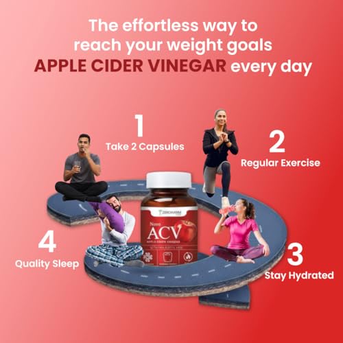 Image of ZEROHARM Nano Apple Cider Vinegar (ACV) 500mg with 20% Acetic Acid | Supports Metabolism, Cravings & Appetite Control | Aids Gut Health, Digestion & Weight Management | Men & Women | 60 Capsules