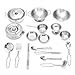 Produktbild OUY Spielzeugküchen-Spielsets18PCS Küchenherd Set Edelstahl Küchengeschirr Kind Kinder Rollenspiel Spielzeug GeschenkKüchenset Zubehör Für Kinder