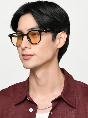 Image of VINCENT CHASE EYEWEAR By Lenskart | Black Yellow Full Rim Oval Sunglasses | Indoor Glasses | 100% Uv Protected | For Men & Women | Large | Vc S16750