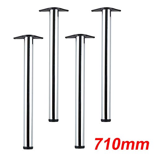 Preisvergleich Produktbild KingSaid 4er 710mm Tischbein Tischfuß Möbelfuß Höhenverstellbar Ø 60mm Stützfuß Chrom